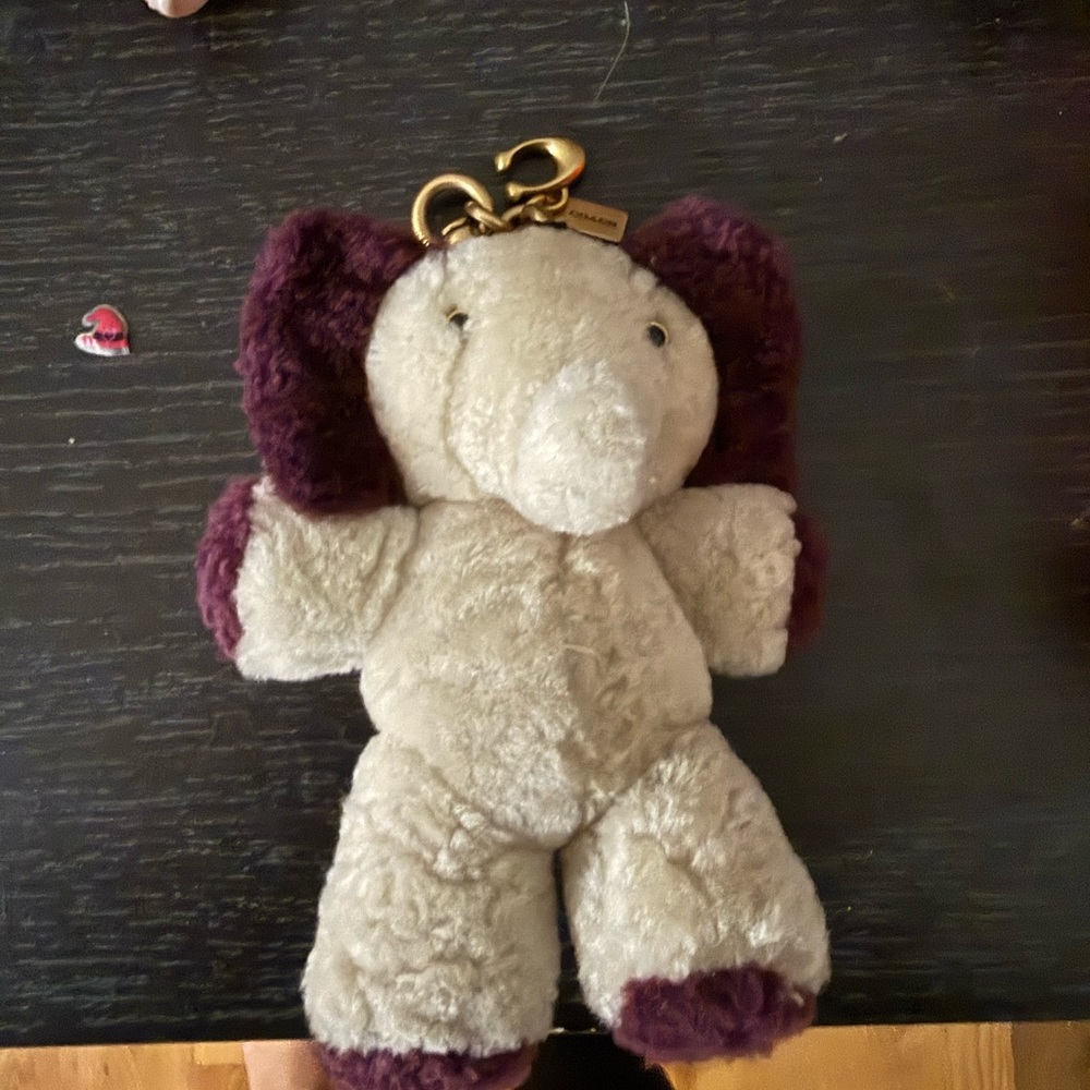 Coach Elephant Keychain with Purple Accents
